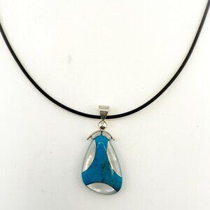 Jay King Turquoise Necklace Reversible Pendant Blue MOP  Sterling Silver DTR 925